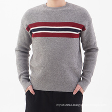 2020 OEM new arrival men sweater custom cotton crew neck knit pullover anti-pilling strip pattern winter jumper for males